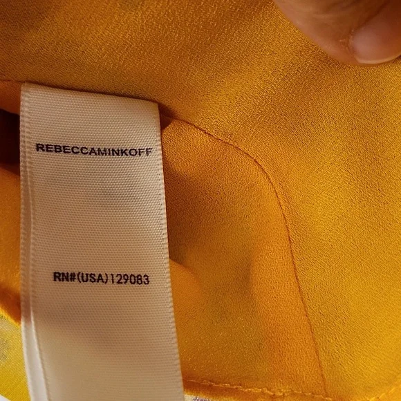 Rebecca Minkoff XXS ruffled short sleeve tie front yellow floral print blouse - Picture 6 of 6